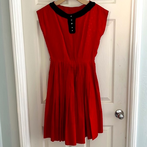 Vintage 1950’s 1960’s Red Dress 💌 Pinup Christmas - Picture 1 of 7